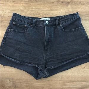 Abercrombie & Fitch Black Jean Shorts High-Waisted Cuffed curve love high waist